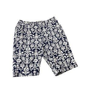 Jones New York Sport Woman Floral Print Shorts Navy/White 14W